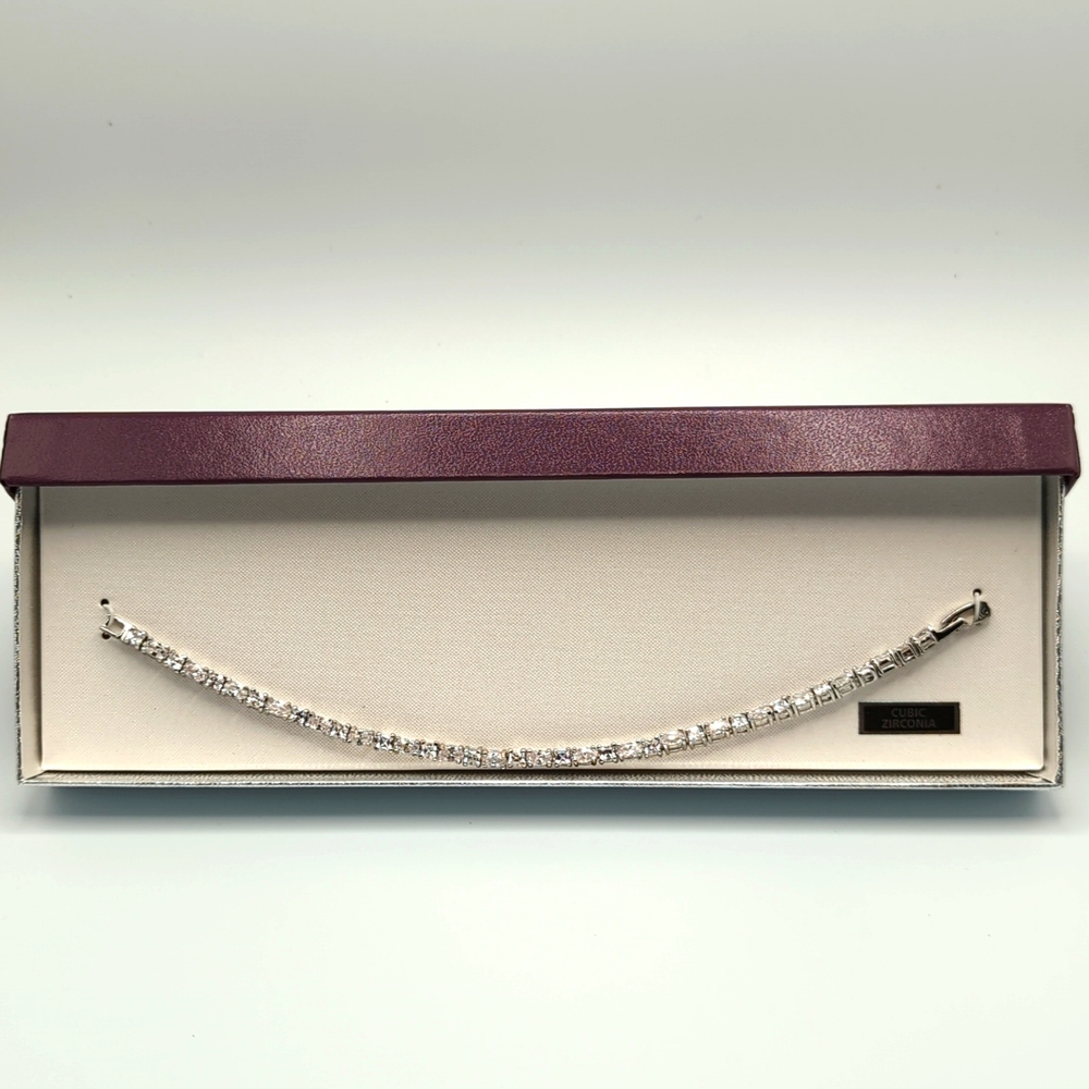 CZ Mixed Stone & Silver Tennis Bracelet